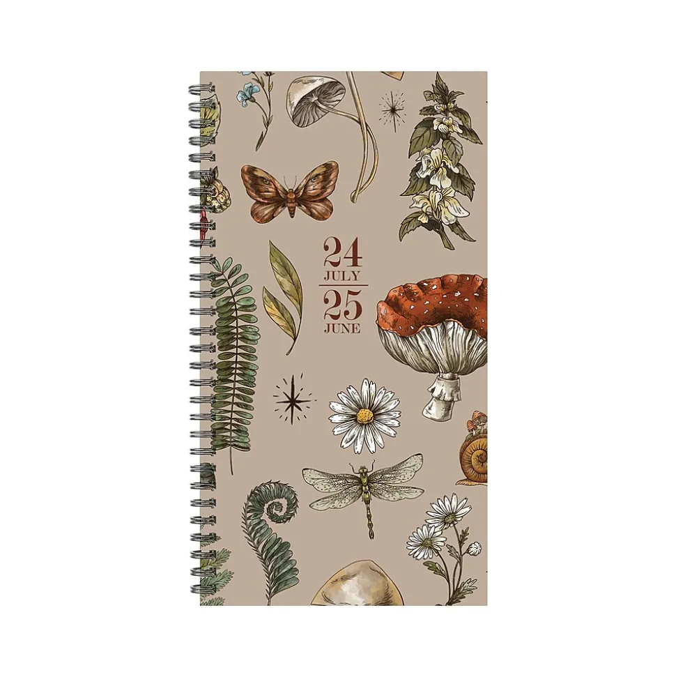 2024-2025 Willow Creek Woodland Mushrooms 3.5" x 6.5" Academic Weekly & Monthly Planner, Paper Cover, Multicolor (47712)