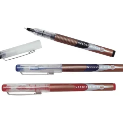 AbilityOne Skilcraft Needle Point Free Ink Rollerball Pens, Fine Point, Blue Ink / Blue Barrel, 12/Pk