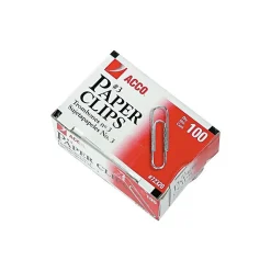 ACCO #3 Economy Paper Clips, Silver, 100/Box, 10 Boxes/Pack (72320)