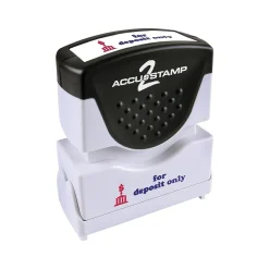 Accu-Stamp 2 Pre-Inked Rectangle Stamp, For Deposit Only, Blue/Red Ink (035523)