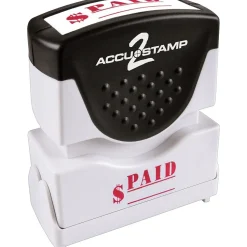Accu-Stamp2 One-Color Pre-Inked Shutter Message Stamp, PAID, 1/2" x 1-5/8" Impression, Red Ink (035578)