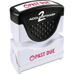 Accu-Stamp2 One-Color Pre-Inked Shutter Message Stamp, PAST DUE, 1/2" x 1-5/8" Impression, Red Ink (035571)