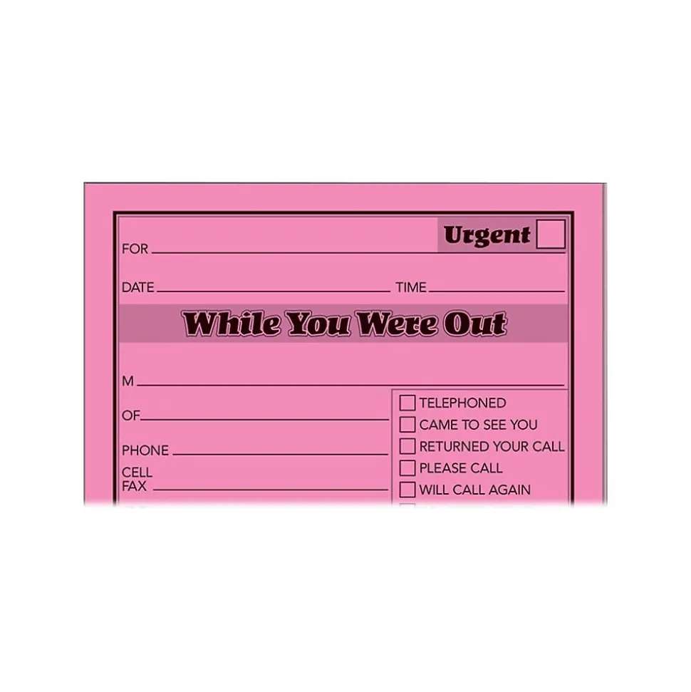 Adams While You Were Out Memo Pads, 4.25" x 5.5", Assorted Colors, 50 Sheets/Pad, 6 Pads/Pack (9711NEON)