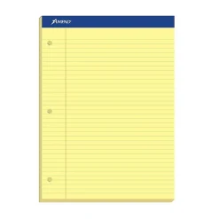 Ampad Double-Sheet Notepad, 8.5" x 11.75", Wide Ruled, Canary, 100 Sheets/Pad, /Pad (TOP20243)
