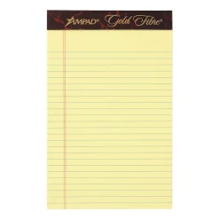 Ampad Gold Fibre Notepads, 5" x 8", College Ruled, Canary, 50 Sheets/Pad, 12 Pads/Pack (TOP 20-004R)