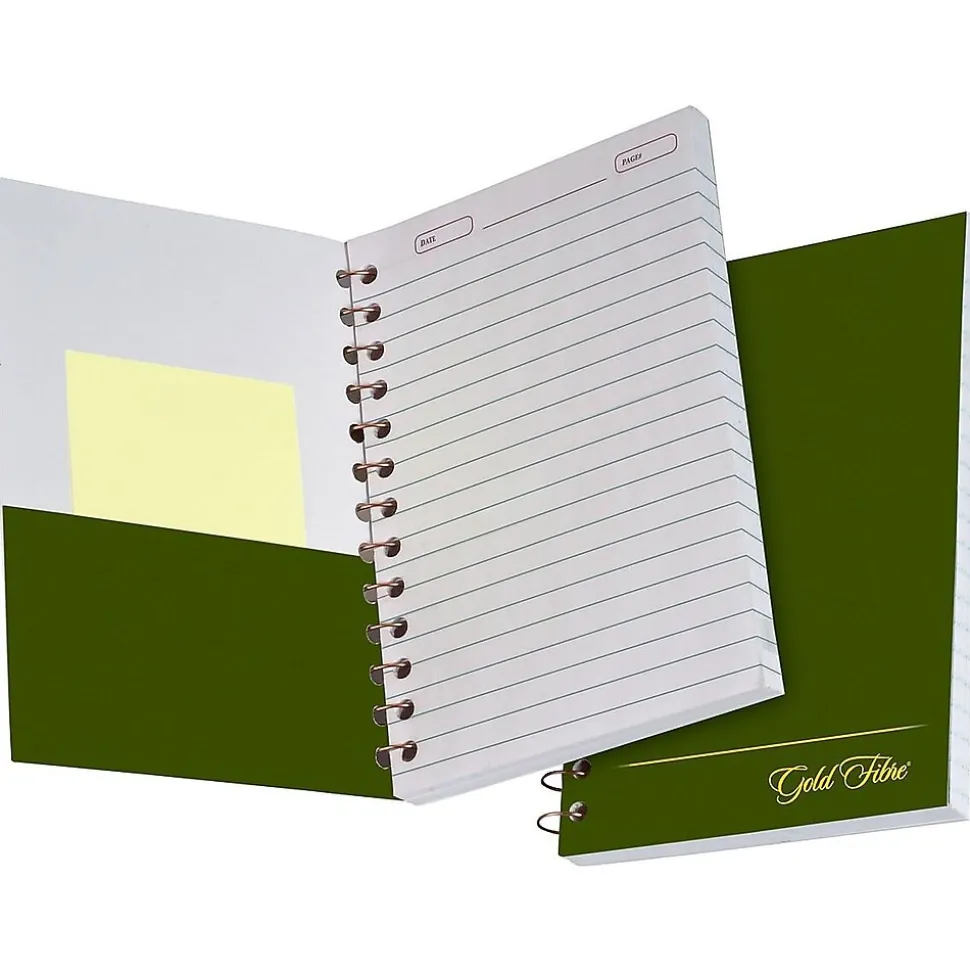 Ampad Gold Fibre Subject Notebooks, 5" x 7", College Ruled, 100 Sheets, Green (20-801R)