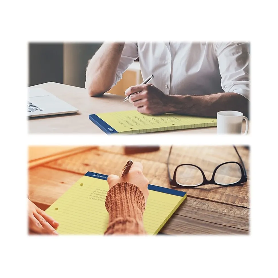 Ampad Notepad, 8.5" x 11.75", Narrow, Canary, 100 Sheets/Pad (TOP 20-246)