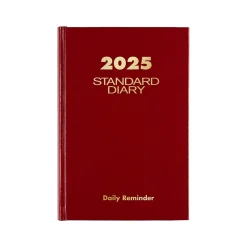 AT-A-GLANCE Standard Hardcover 2025 Daily Diary, 5.75" x 8.25", Wide-Ruled, Red (SD387-13-25)