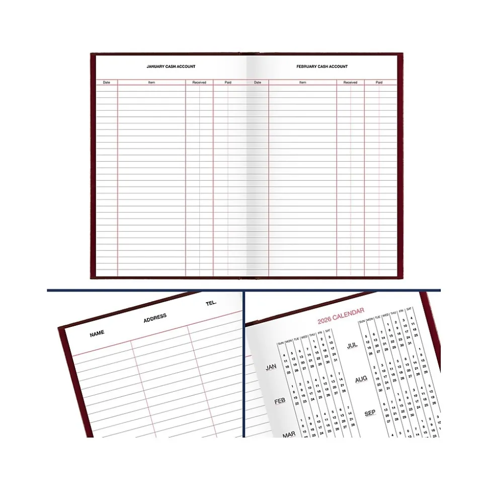 AT-A-GLANCE Standard Hardcover 2025 Daily Diary, 5.75" x 8.25", Wide-Ruled, Red (SD387-13-25)