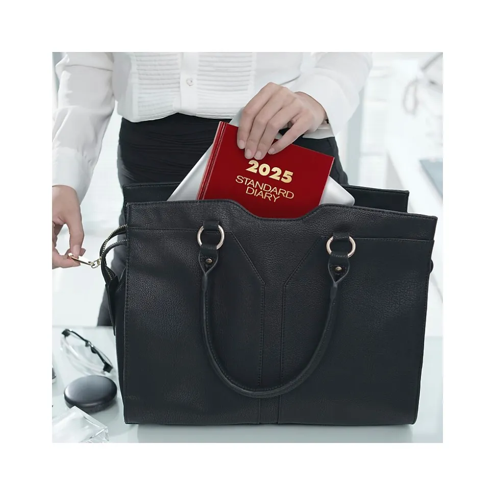 AT-A-GLANCE Standard Hardcover 2025 Daily Diary, 5.75" x 8.25", Wide-Ruled, Red (SD387-13-25)