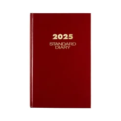 AT-A-GLANCE Standard Hardcover 2025 Daily Diary, 7.75" x 12", Ruled, Red (SD376-13-25)
