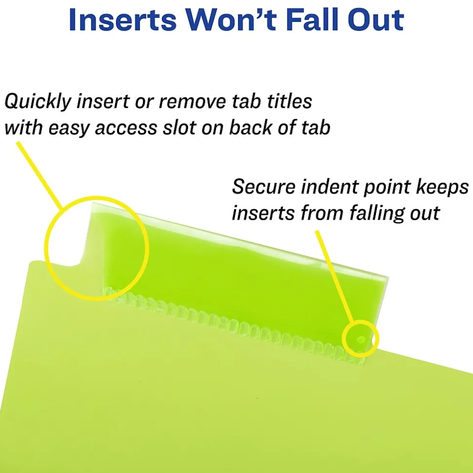 Avery Big Tab Insertable Plastic Dividers with 2 Pockets, 5 Tabs, Multicolor (11906)