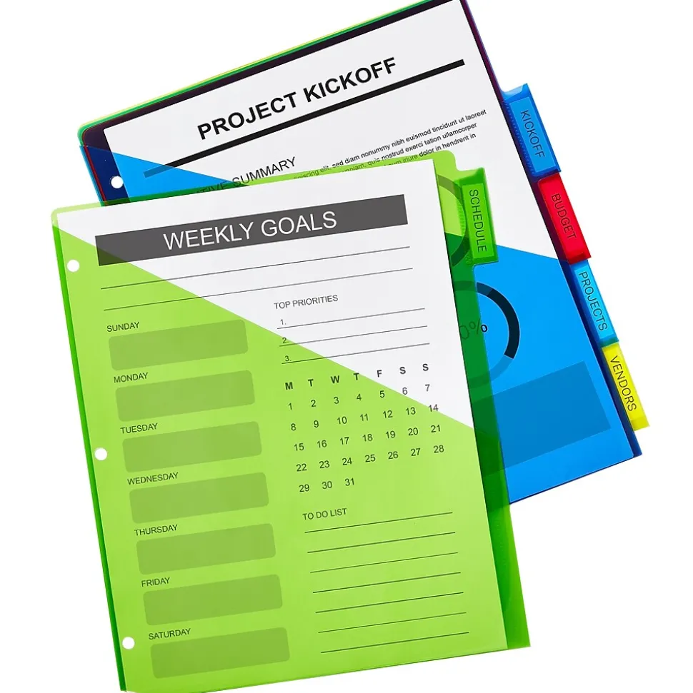 Avery Big Tab Insertable Plastic Dividers with 2 Pockets, 5 Tabs, Multicolor (11906)