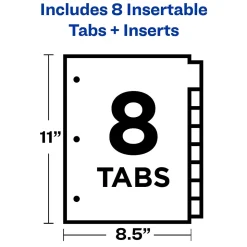 Avery Big Tab Insertable Paper Dividers, 8 Tabs, White with Multicolor Tabs (11123)