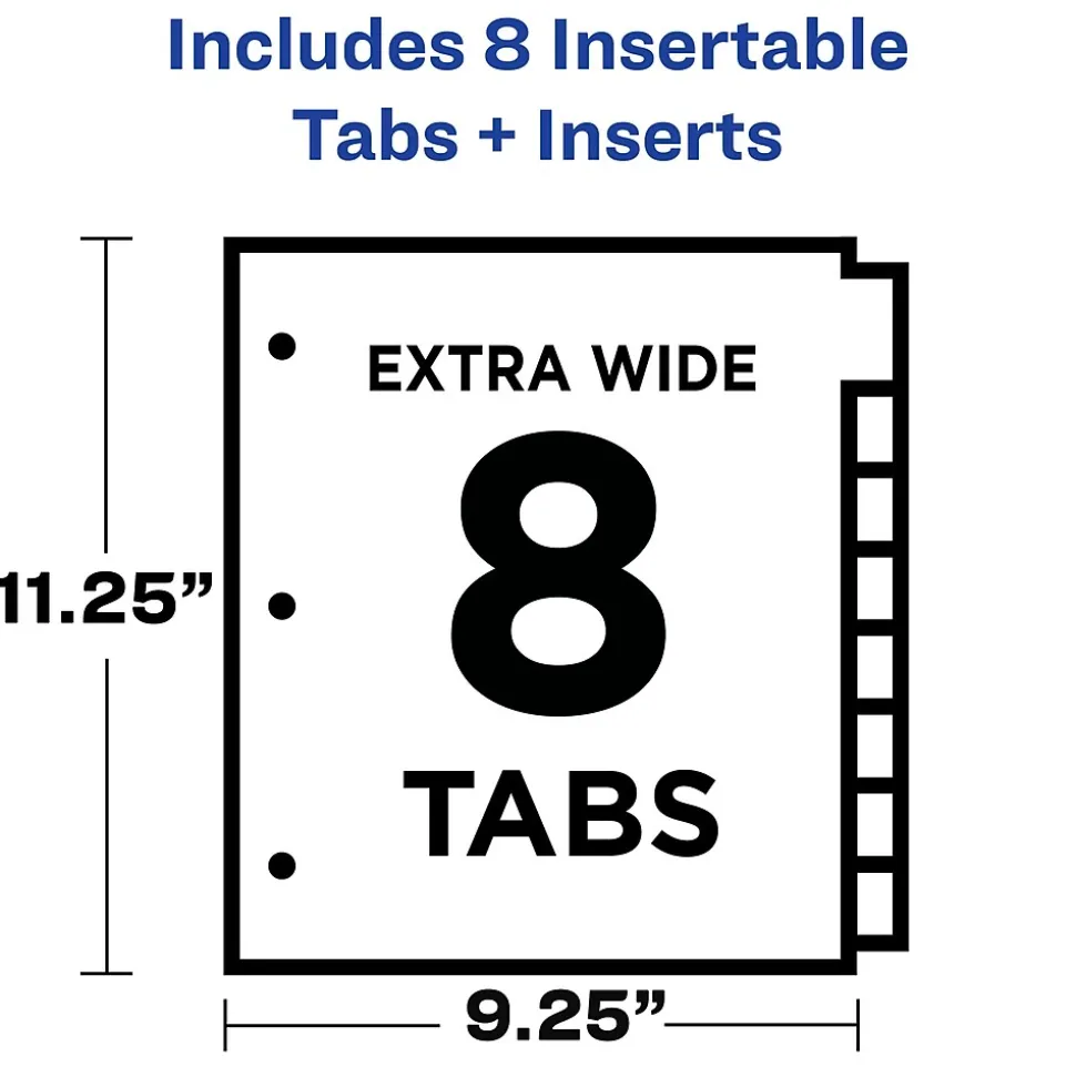 Avery Big Tab Insertable Plastic Dividers with 2 Pockets, 8 Tabs, Two-Tone Multicolor (11983)