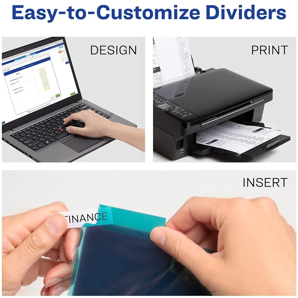 Avery Big Tab Insertable Plastic Dividers with 2 Pockets, 8 Tabs, Two-Tone Multicolor (11983)