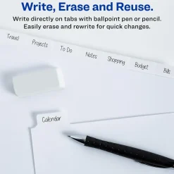 Avery Big Tab Write & Erase Paper Dividers, 8 Tab, White, 48 Sets/Carton (23078CT)