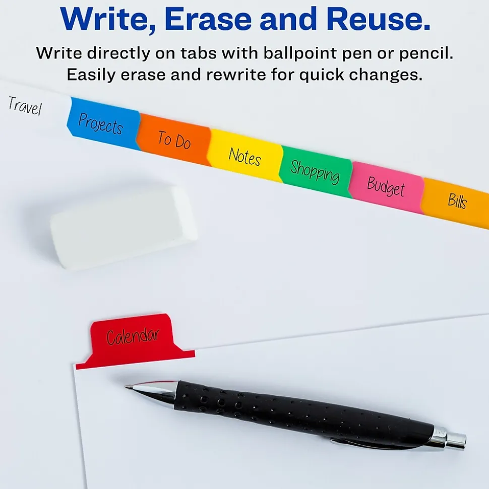 Avery Big Tab Write & Erase Paper Divider, 8 Tabs, Multicolor, 1 Set (23079)