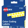 Avery Color-Coding Labels in Dispenser, 1/4" Dia, Yellow, 450 Stickers/Pack (5792)