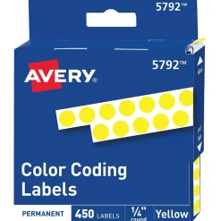 Avery Color-Coding Labels in Dispenser, 1/4" Dia, Yellow, 450 Stickers/Pack (5792)