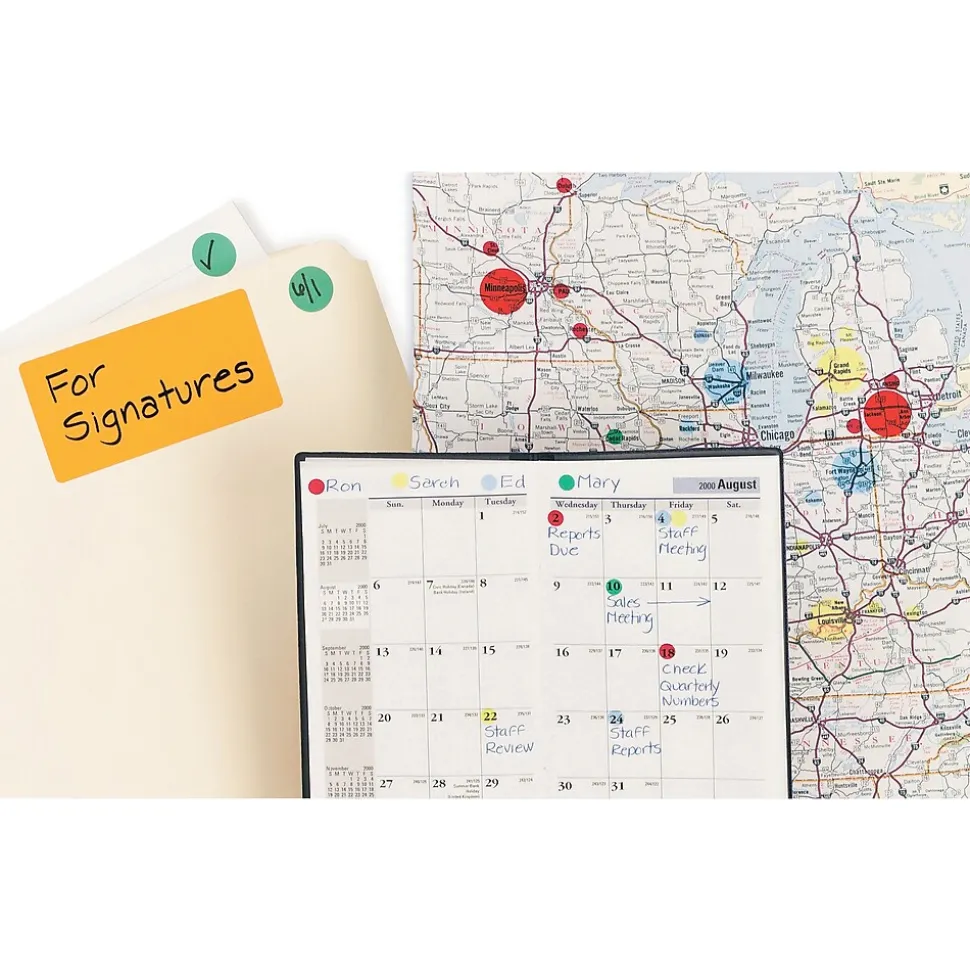 Avery Color-Coding Labels in Dispenser, 1/4" Dia, Yellow, 450 Stickers/Pack (5792)