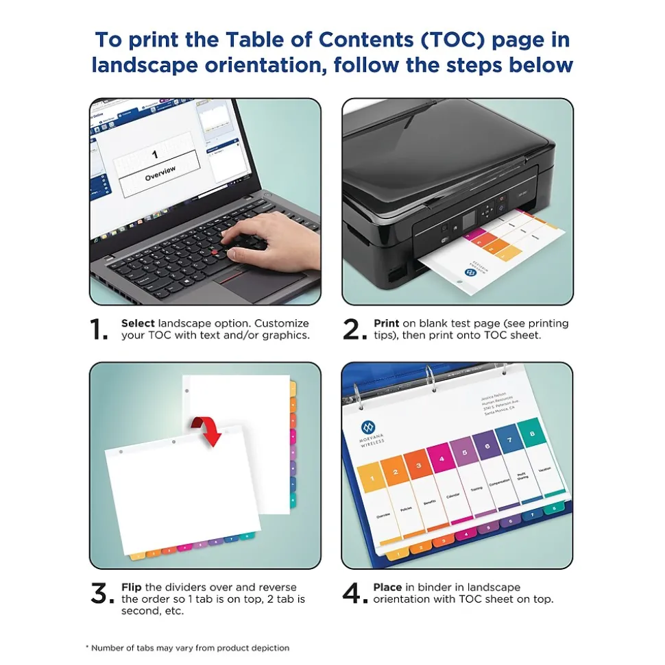 Avery Customizable Table of Contents Dividers, 12-Tab, Multicolor, 3 Sets/Pack (11073)