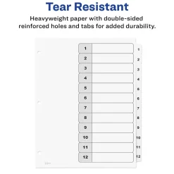 Avery Customizable Table of Contents Dividers, 12-Tabs, White, 3 Sets/Pack (11078)