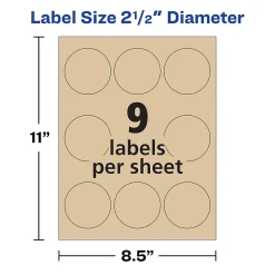Avery Easy Peel Laser/Inkjet Round Labels, 2 1/2