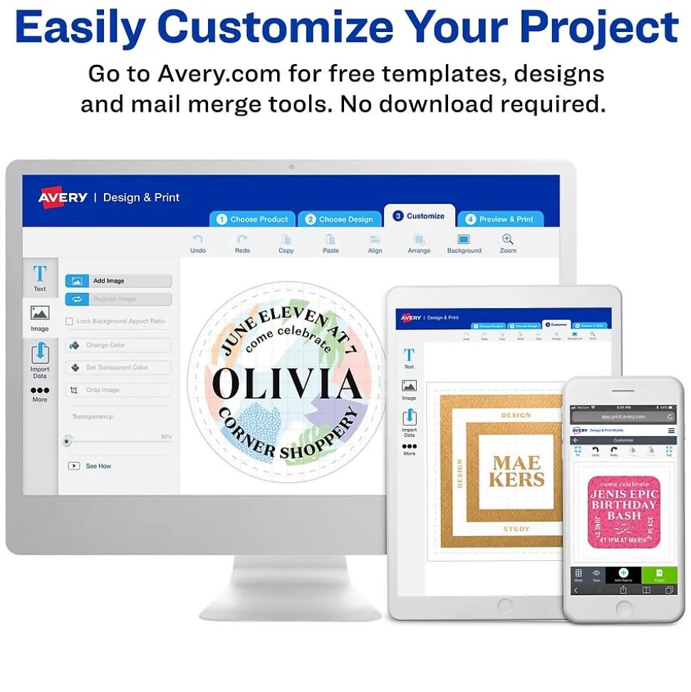 Avery Easy Peel Laser/Inkjet Color-Coding Labels, 4" x 6" Sheets, 1-1/4" Dia, Assorted Colors, 400 Labels/Pack (5407)