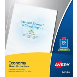 Avery Economy Lightweight Sheet Protectors, 8-1/2" x 11", Semi-Clear, 50/Box (74098)