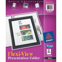 Avery Flexi-View 2-Pocket Presentation Folders, Black, 2/Pack (47847)
