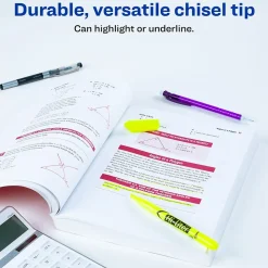 Avery Hi-Liter Pen-Style Stick Highlighters, Chisel Tip, Yellow, Dozen (23591)