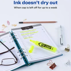 Avery Hi-Liter Tank Highlighters, Chisel, Yellow, Dozen (98035)