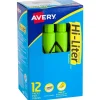 Avery Hi-Liter Tank Highlighters, Chisel, Green, Dozen (24020)