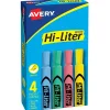 Avery Hi-Liter Tank Highlighter, Chisel Tip, Assorted, 4/Pack (17752)