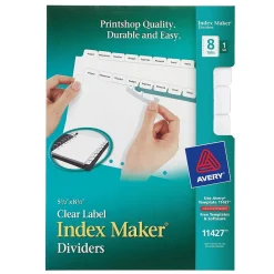 Avery Index Maker Mini Paper Dividers with Print & Apply Label Sheets, 8 Tabs, White (11427)