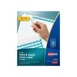 Avery Index Maker Paper Dividers with Print & Apply Label Sheets, 5 Tabs, White, 25 Sets/Pack (11446)