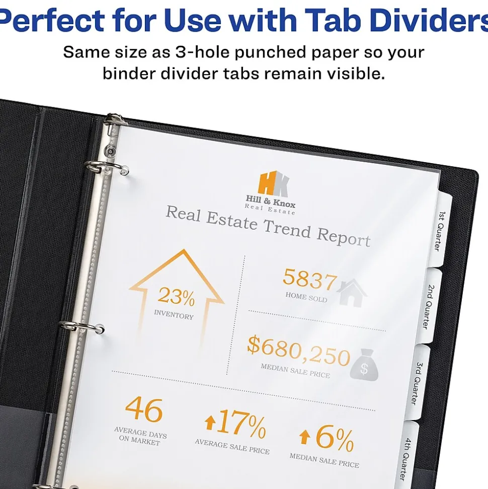 Avery Page Size Heavyweight Sheet Protectors, 8.5" x 11", Diamond Clear, 50/Box (74203)