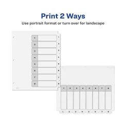 Avery Ready Index Table of Contents Paper Dividers, 1-8 Tabs, White, 6 Sets/Pack (11822)