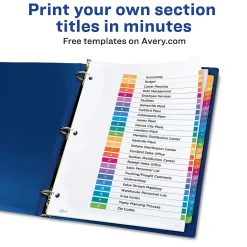 Avery Ready Index Table of Contents Pre-Printed Paper Divider, A-Z Tabs , Multicolor, 6 Sets (11832)
