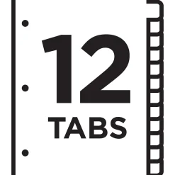 Avery Ready Index Table of Contents Pre-Printed Numeric Paper Divider, 12 Tabs, Multicolor, 1 Set (11141)