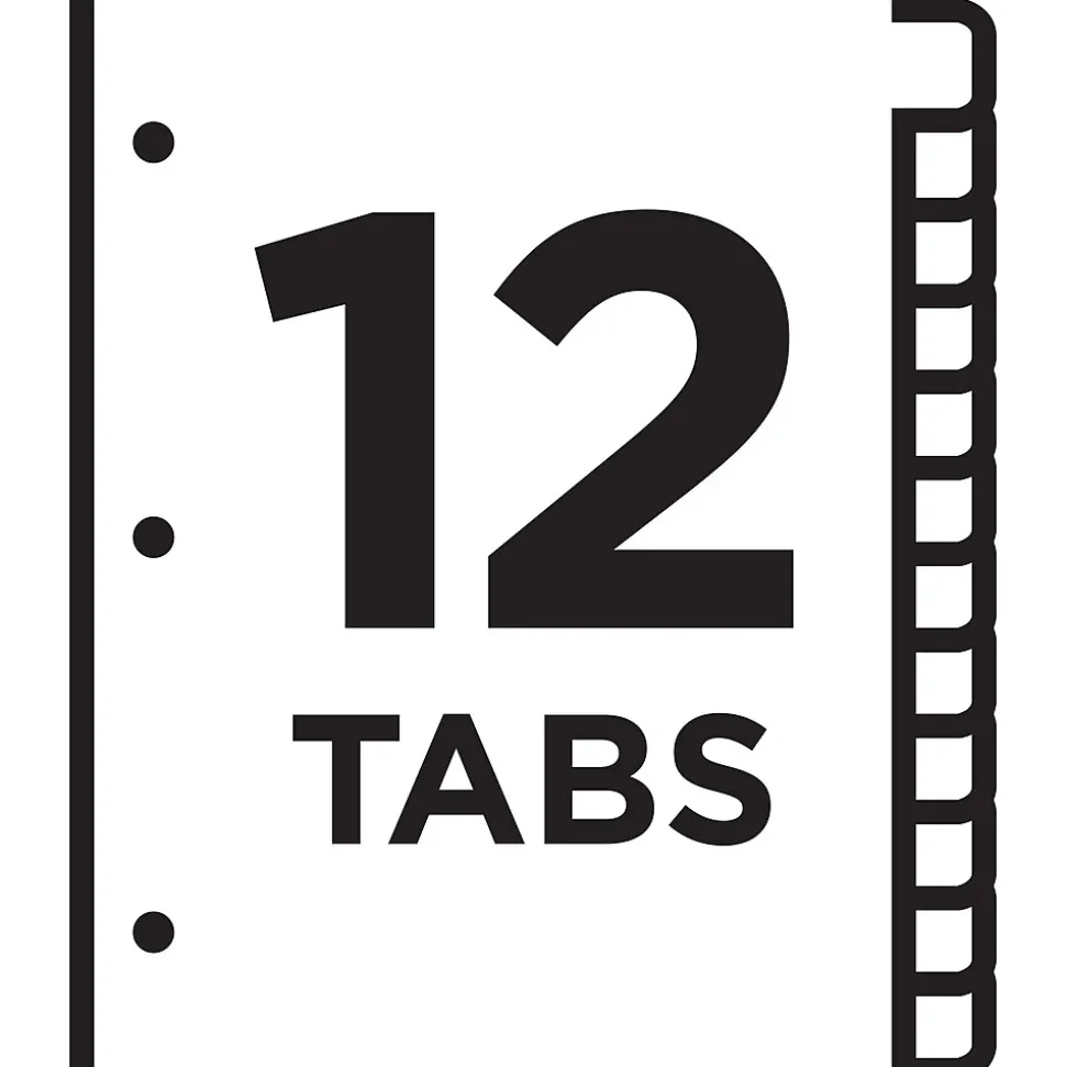 Avery Ready Index Table of Contents Pre-Printed Numeric Paper Divider, 12 Tabs, Multicolor, 1 Set (11141)