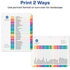Avery Ready Index Table of Contents Pre-Printed Numeric Paper Divider, 31 Tabs, Multicolor, 1 Set (11129)