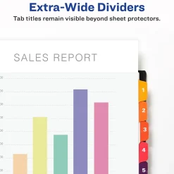 Avery Ready Index Table of Contents Extra-Wide Paper Dividers, 1-10 Tab, Multicolor (11165)