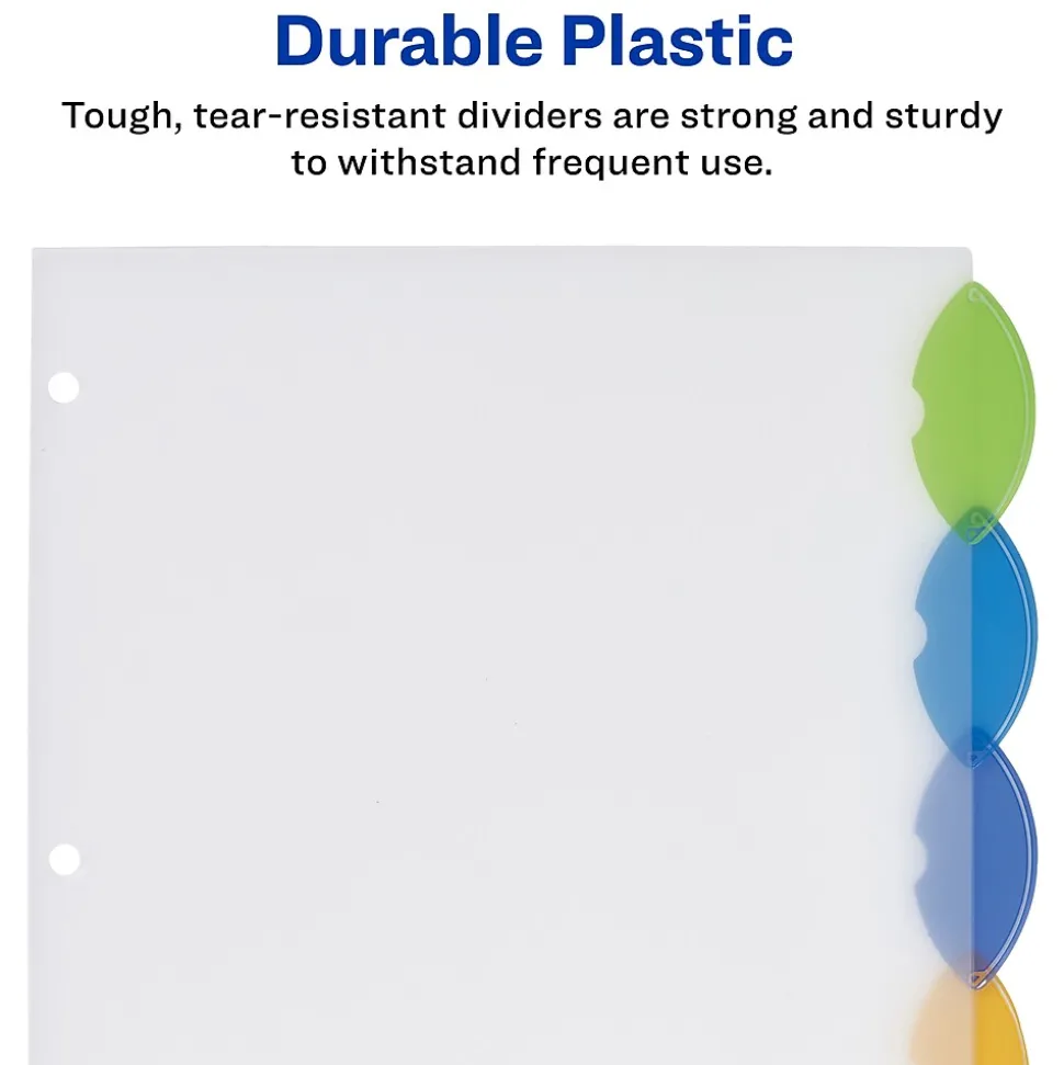 Avery Style Edge Insertable Plastic Dividers, 5-Tab, Assorted, 120/Carton