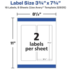 Avery Waterproof Wraparound Laser/Pigment-Inkjet Rectangle Labels, 3 1/4