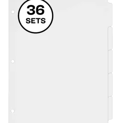 Avery Write & Erase Paper Dividers, 5 Tabs, White, 36 Sets/Box (11506)