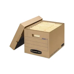 Bankers Box Heavy-Duty Corrugated File Storage Boxes, Lift-Off Lid, Letter/Legal Size, Kraft, 25/Carton (7150001)