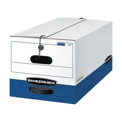 Bankers Box Liberty Heavy-Duty Corrugated File Storage Boxes, Letter Size, White/Blue, 4/Carton (0001103)