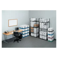 Bankers Box Liberty Heavy-Duty Corrugated File Storage Boxes, Letter Size, White/Blue, 4/Carton (0001103)